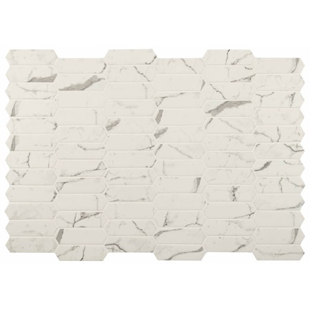 Msi Statuario Celano Picket 14 In. X 9.5 In. X 6 Mm Glass Mesh-Mounted Mosaic Tile, 15PK ZOR-MD-0314